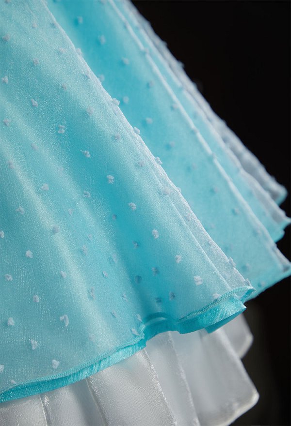 The Twins Halloween Light Blue Short Dress Peter Pan Collar Puff Sleeve Dress with Belt