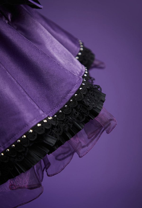 PM Derivative Gothic Black and Purple Corset Outfit Set Bat-style Top and Layered Skirt and Choker