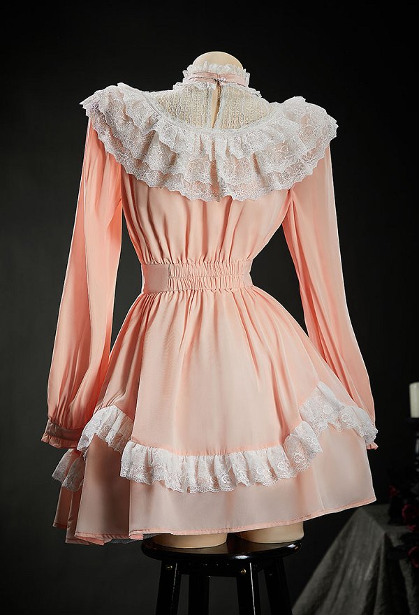 Vestido de Halloween Color Rosa Melocotón Derivado de The Love Witch Vestido de Encaje Vintage con Collar Vestido de Halloween Color Rosa Melocotón Derivado de The Love Witch Vestido de Encaje Vintage con Collar