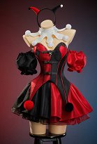 The Clown Women Derivative Gothic Red and Black Color-block Corset Outfit Set Corset and Layered Skirt with Collar and Headband The Clown Women Derivative Gothic Red and Black Color-block Corset Outfit Set Corset and Layered Skirt with Collar and Headband
