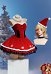 Dark Christmas Plush Dress Set Red Strapless Dress with Hat Plush Choker and Sleeves