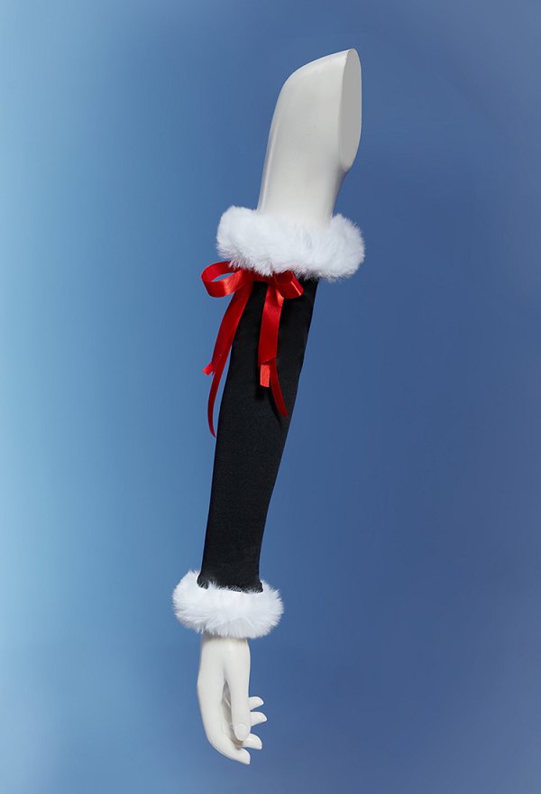 Conjunto de Vestido Navideño Oscuro de Peluche Vestido Rojo Sin Tirantes con Sombrero Gargantilla de Peluche y Mangas