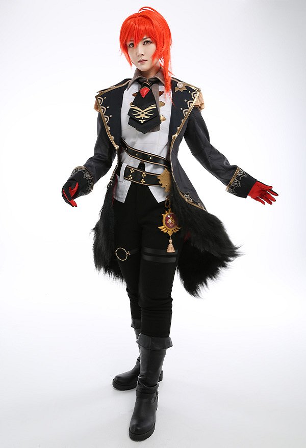 Genshin Impact Costume de Cosplay Diluc Ragnvindr Uniforme avec Gants Genshin Impact Costume de Cosplay Diluc Ragnvindr Uniforme avec Gants
