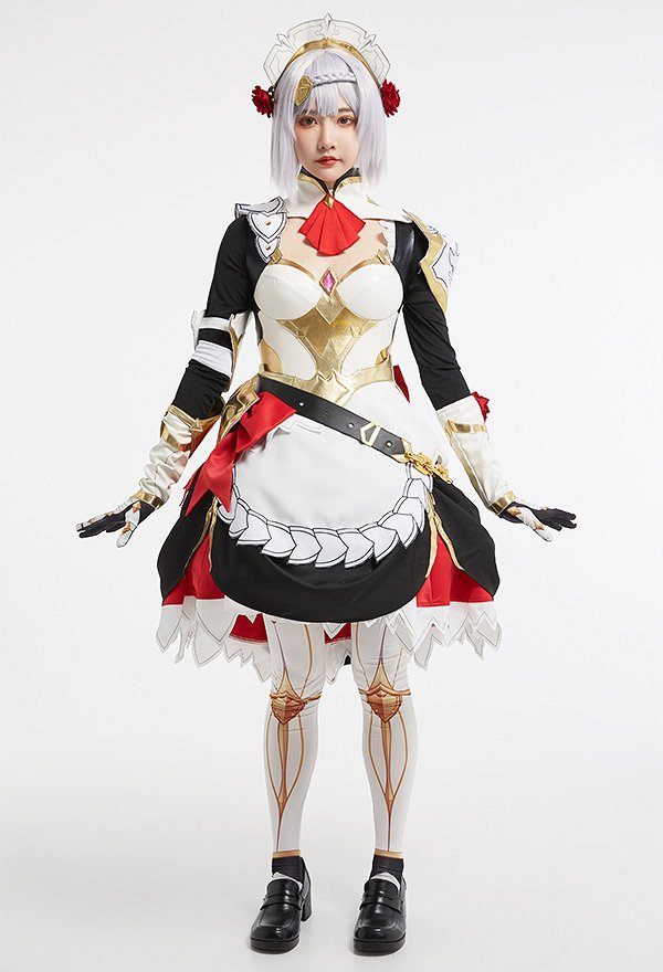 Genshin Impact Costume de Cosplay Noelle Set Complet avec Couronne de Tête Genshin Impact Costume de Cosplay Noelle Set Complet avec Couronne de Tête