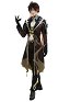 Genshin Impact Zhongli Patrón Impreso Jelwery Decorado Uniforme Conjunto Cosplay de Traje con Guantes de Corbata