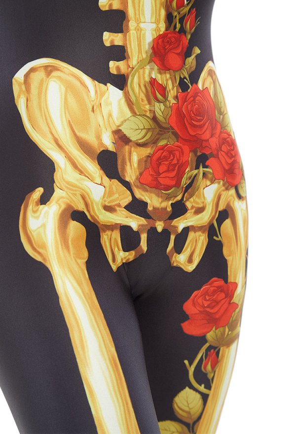 Halloween Cosplay con estampado de calaveras dorado Traje gótico de calaveras rosa con tocado Halloween Cosplay con estampado de calaveras dorado Traje gótico de calaveras rosa con tocado