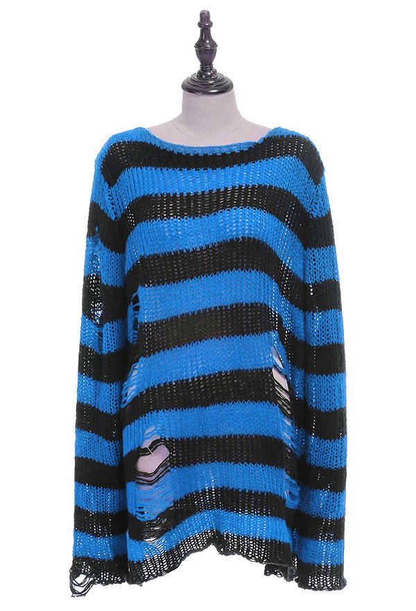 Gothic Gothic Pullover Striped Punk Stil Dunkler Stil Lange Arm Oberteile