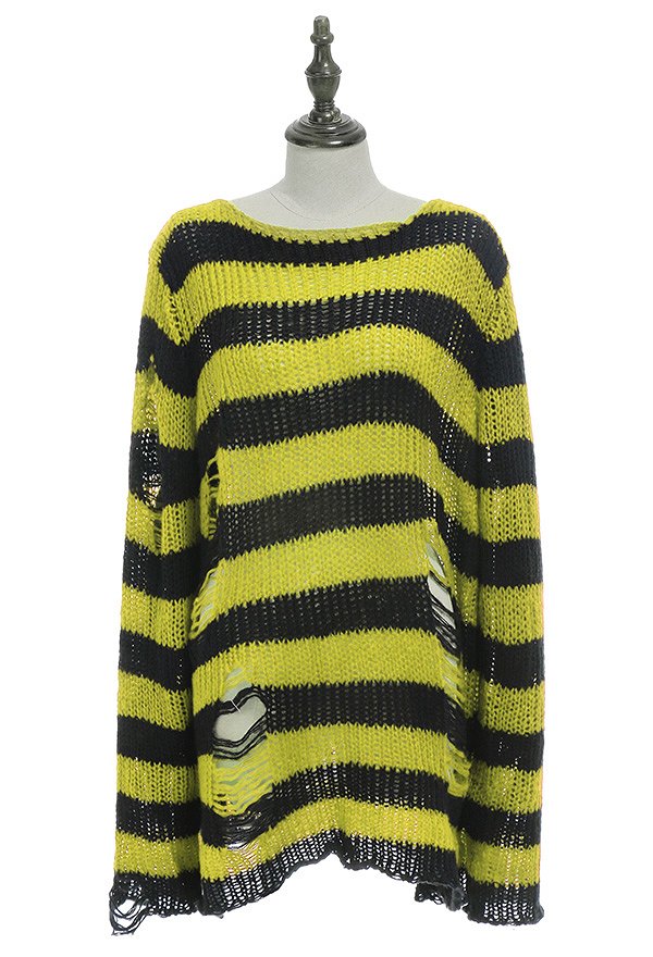 Gothic Gothic Pullover Striped Punk Stil Dunkler Stil Lange Arm Oberteile