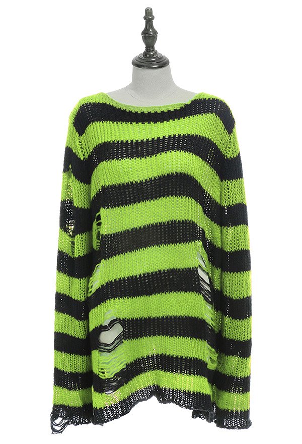 Gothic Gothic Pullover Striped Punk Stil Dunkler Stil Lange Arm Oberteile