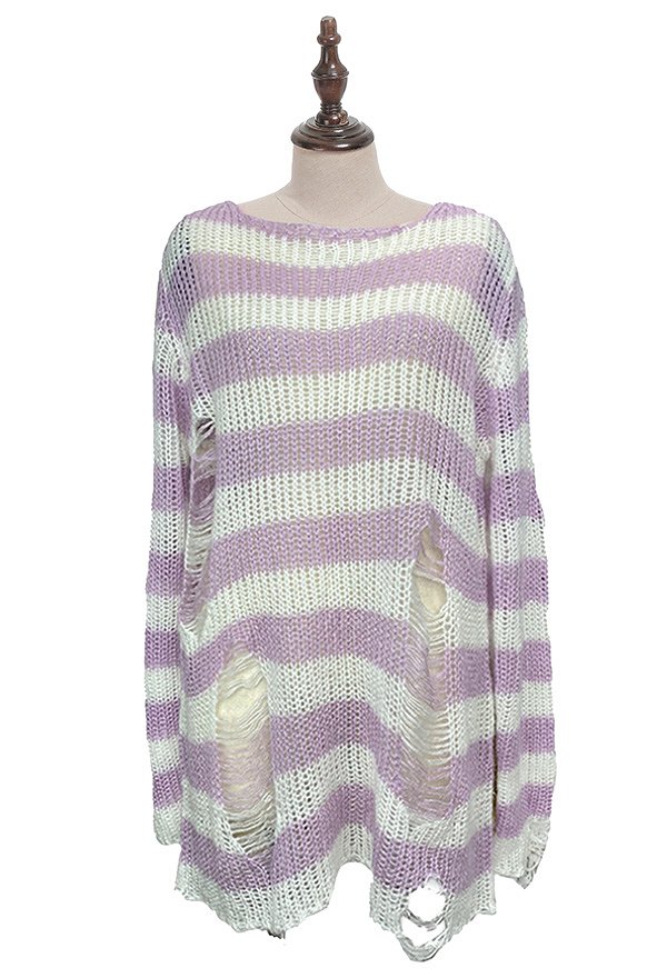 Gothic Gothic Pullover Striped Punk Stil Dunkler Stil Lange Arm Oberteile