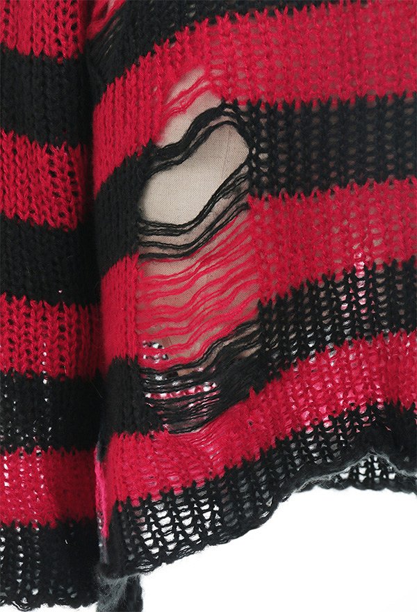 Gothic Gothic Pullover Striped Punk Stil Dunkler Stil Lange Arm Oberteile