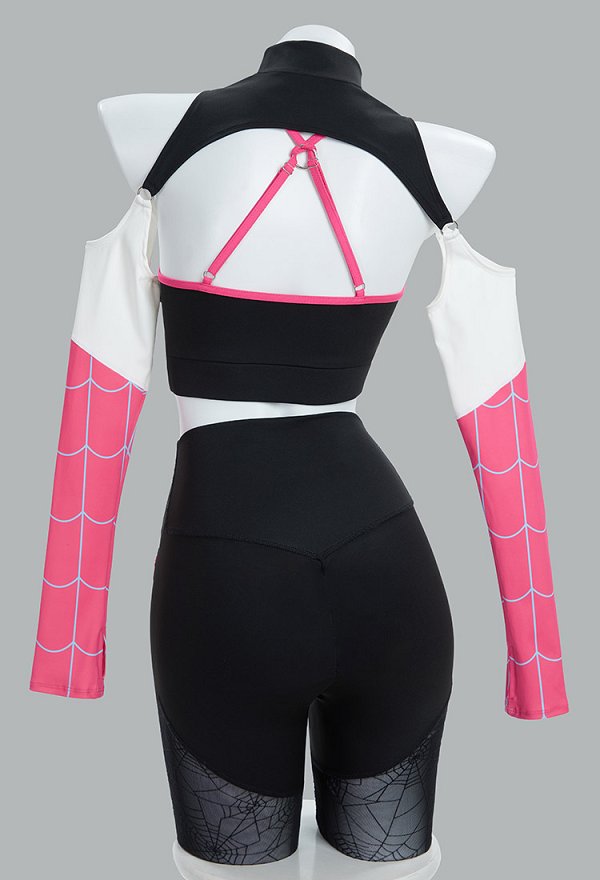 Ropa deportiva para yoga con estampado de telaraña derivado de Gwen top y leggings con chaqueta y cinta para el pelo