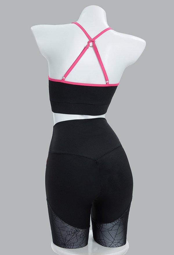 Ropa deportiva para yoga con estampado de telaraña derivado de Gwen top y leggings con chaqueta y cinta para el pelo