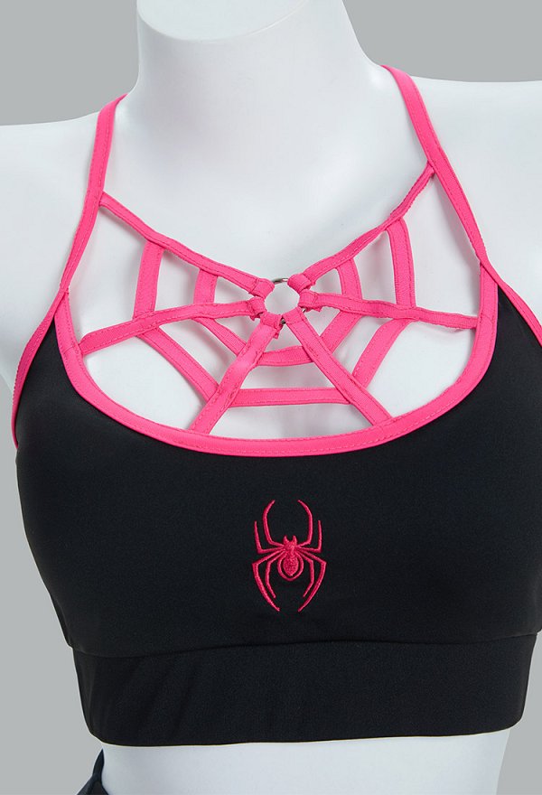 Ropa deportiva para yoga con estampado de telaraña derivado de Gwen top y leggings con chaqueta y cinta para el pelo