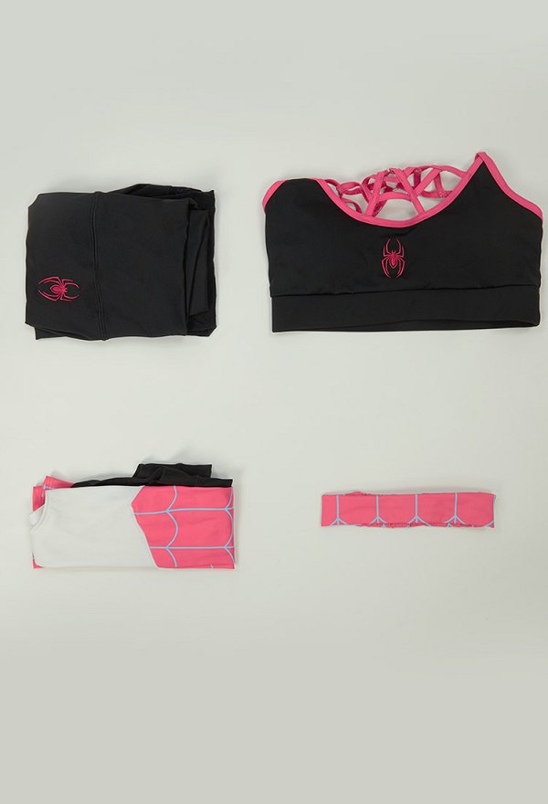 Ropa deportiva para yoga con estampado de telaraña derivado de Gwen top y leggings con chaqueta y cinta para el pelo