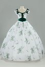 Rococo Vintage Ball Gown Set Scarlett Floral Green Leaf Patterned Dress Costume