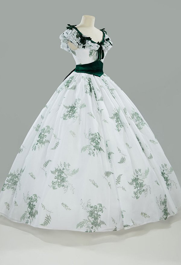 Rococo Vintage Ball Gown Set Scarlett Floral Green Leaf Patterned Dress Costume