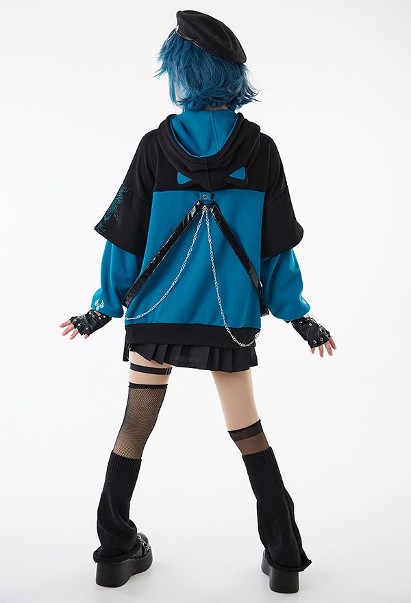 Sudadera con Capucha Xiao Derivative con Diseño de Bolsa Desmontable Guantes de Pata Peluda  Genshin Impact Kawaii Cat Style Ear