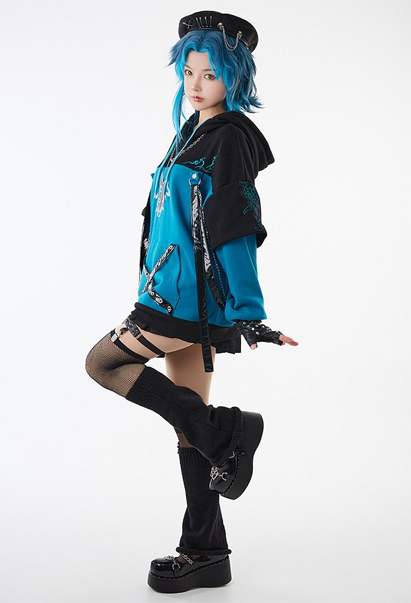 Sudadera con Capucha Xiao Derivative con Diseño de Bolsa Desmontable Guantes de Pata Peluda  Genshin Impact Kawaii Cat Style Ear