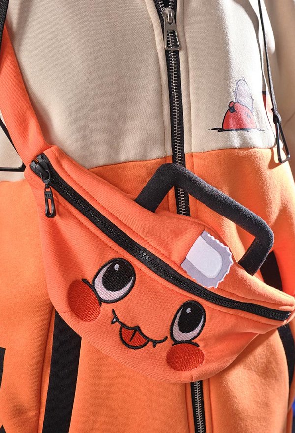 Chainsaw Derivative Pullover Hoodie mit Kapuze Kawaii Orange Katzenpfote Handschuhe Hoodie mit abnehmbarer Tasche