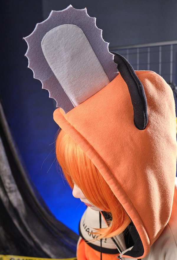 Chainsaw Derivative Pullover Hoodie mit Kapuze Kawaii Orange Katzenpfote Handschuhe Hoodie mit abnehmbarer Tasche