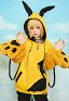 PM Derivative Pullover Hoodie with Detachable Bag Design Furry Paw Gloves Yellow Black Drawstrings Hooded Sweatshirt