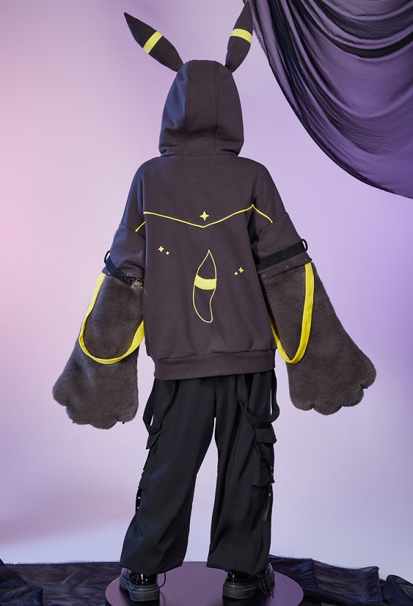 PM Derivado Kawaii Sudadera con Capucha de Diseño de Bolsa Desmontable con Guantes de Patas Peludas