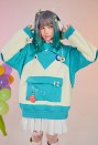 PM Derivative Pullover Hoodie with Detachable Bag Design Furry Paw Gloves Kawaii Blue White Hooded Sweatshirt