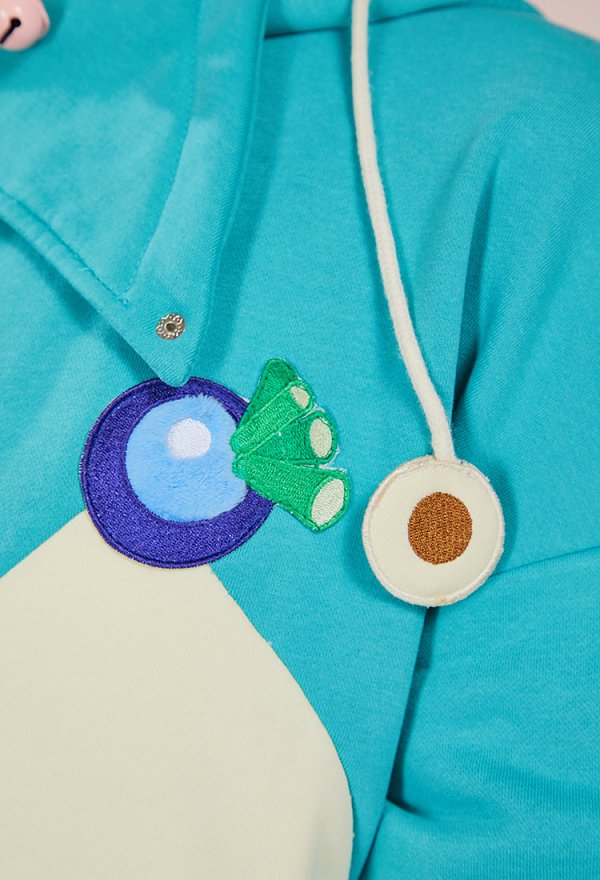 PM Derivative Pullover Hoodie with Detachable Bag Design Furry Paw Gloves Kawaii Blue White Hooded Sweatshirt