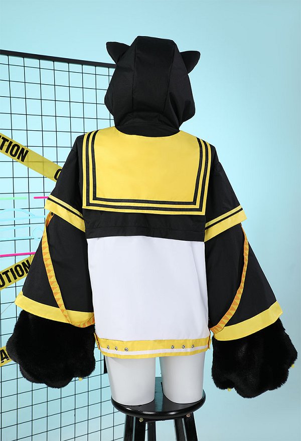 Rin Derivado Sudadera con Capucha y Falda Desmontable, Chaqueta de Estilo Marinero, Ropa de Club con Guantes Peludos de Pata de Gato