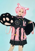 Sudadera con Capucha y Falda Desmontable Derivative de Chibiusa Chaqueta de Estilo Marinero con Guantes Peludos de Pata de Gato Sudadera con Capucha y Falda Desmontable Derivative de Chibiusa Chaqueta de Estilo Marinero con Guantes Peludos de Pata de Gato