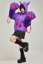 PM Derivative Pullover Purple Pullover Hoodie with Detachable Bag Design Furry Paw Gloves Kawaii Sweatshirt with Tail PM Derivative Pullover Purple Pullover Hoodie with Detachable Bag Design Furry Paw Gloves Kawaii Sweatshirt with Tail