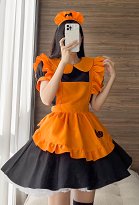 Halloween Robe Set Maid Lolita Costume de Cosplay avec Coiffe Tablier Bas Halloween Robe Set Maid Lolita Costume de Cosplay avec Coiffe Tablier Bas