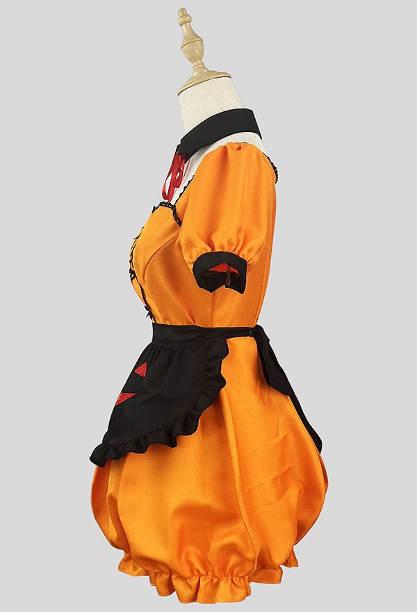 Women Kawaii Halloween Maid Costume Gothic Dress and Collar with Apron and Headband