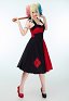 Robe de Soirée Clown Halloween pour Femmes Robe à Bretelles Sans Manches Licou Rouge Noir