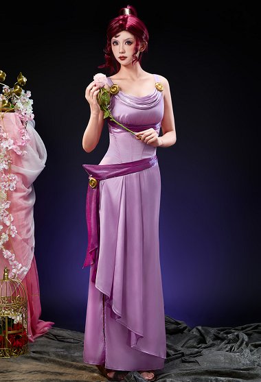 Disfraz de Cosplay de Meg de Hércules Vestido con Diadema