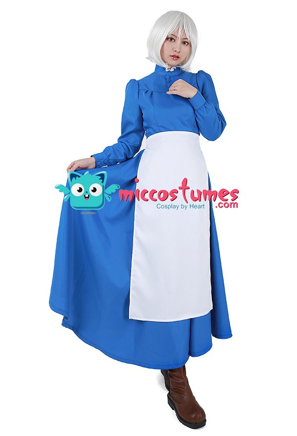 Howl Magical Flying Castle Vestido de Cosplay de Howls Moving Castle Sophie Blue Howl Magical Flying Castle Vestido de Cosplay de Howls Moving Castle Sophie Blue