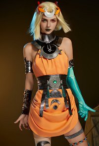 Hades Melinoë Cosplay Costume Robe orange avec ceinture et col décorés