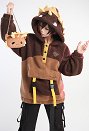 Zhongli Derivative Kawaii Hoodie Fleece Hooded Coat with Crossbody Bag