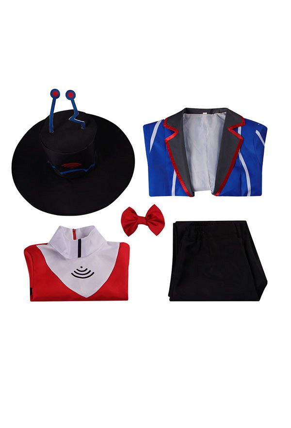 Hell Hotel Vox Cosplay Costume Jacket and Shirt with Bell-Bottom Pants and Hat