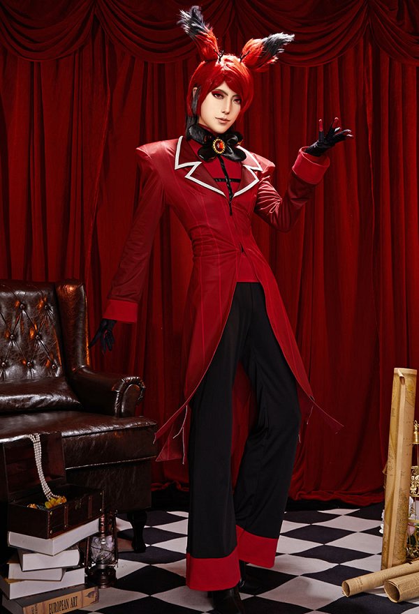 Hell Hotel Radio Demon Cosplay Costume Top and Long Pants with Jacket and Gloves