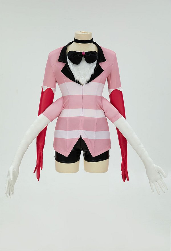 Hell Hotel Angel Dust Cosplay Costume Top and Pants with Gloves and Choker Hell Hotel Angel Dust Cosplay Costume Top and Pants with Gloves and Choker