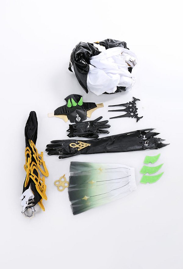 Honkai Impact 3rd Mobius Cosplay Costume Backless Fishtail Dress and Apron with Gloves and Mask