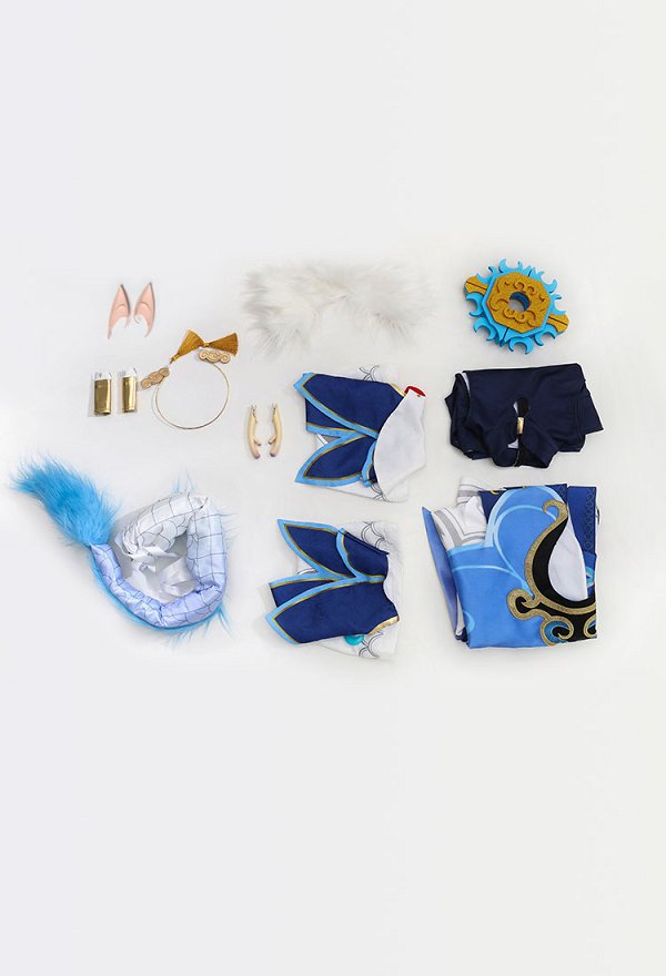 Honkai: Star Rail Bailu Cosplay Costume Dress and Jacket with Sleeves and Tail