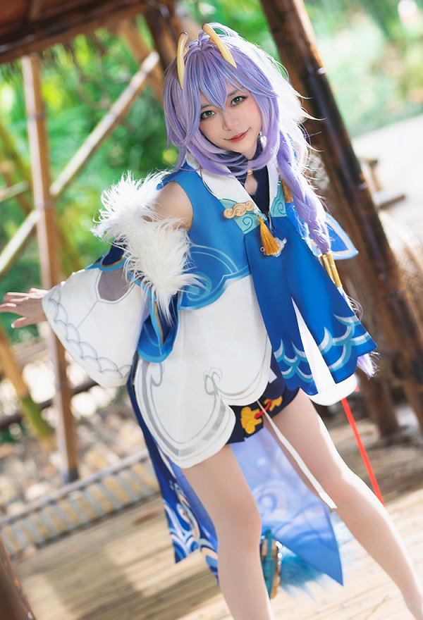 Honkai: Star Rail Bailu Cosplay Costume Dress and Jacket with Sleeves and Tail