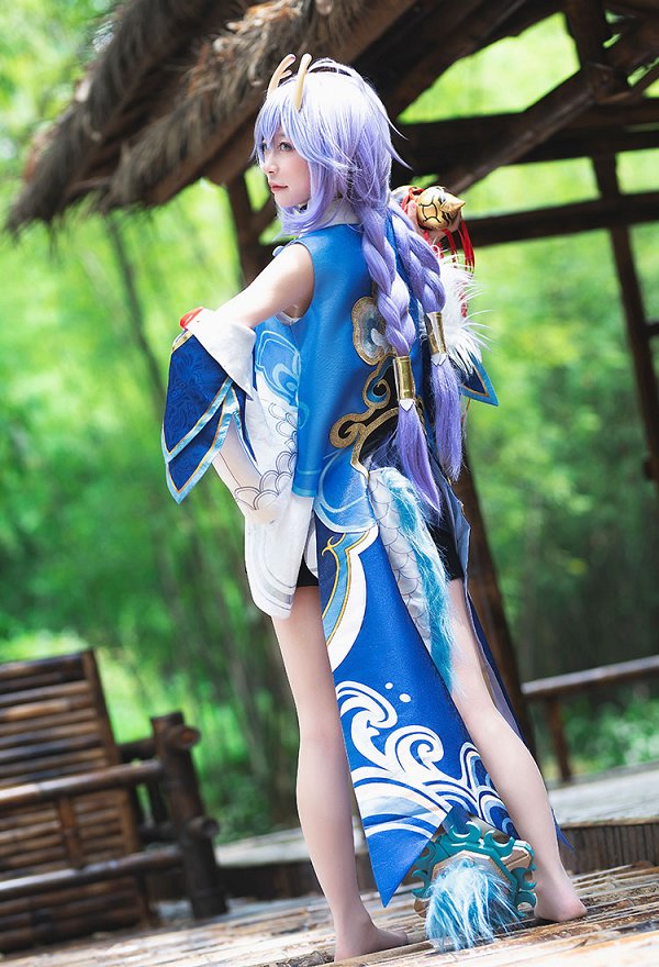 Honkai: Star Rail Bailu Cosplay Costume Dress and Jacket with Sleeves and Tail