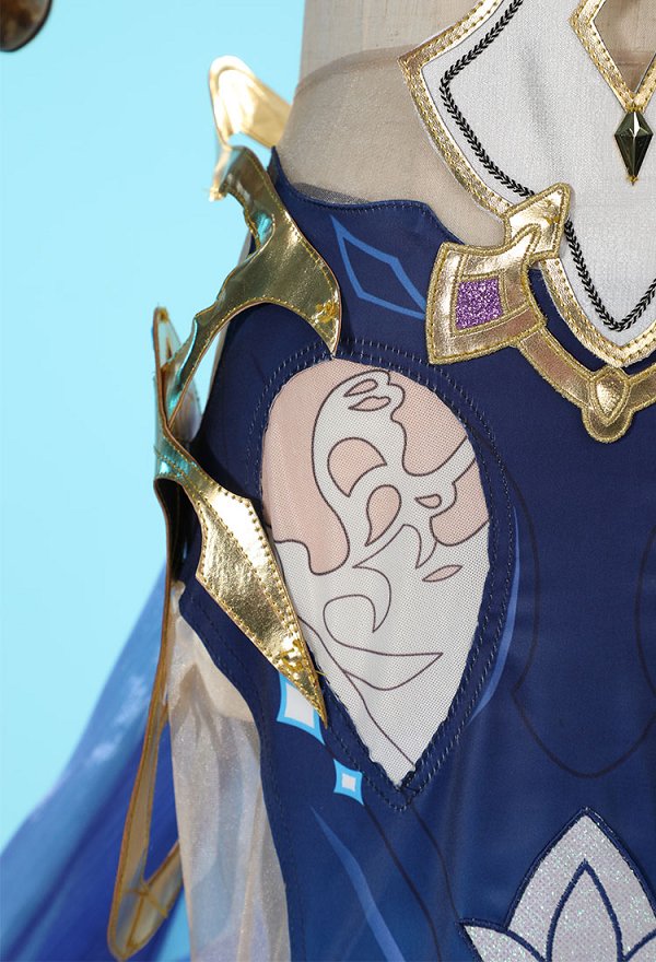 Honkai Impact 3 Mobius Cosplay Costume Halter Top and Skirt with Arm Ring and Head Accessory