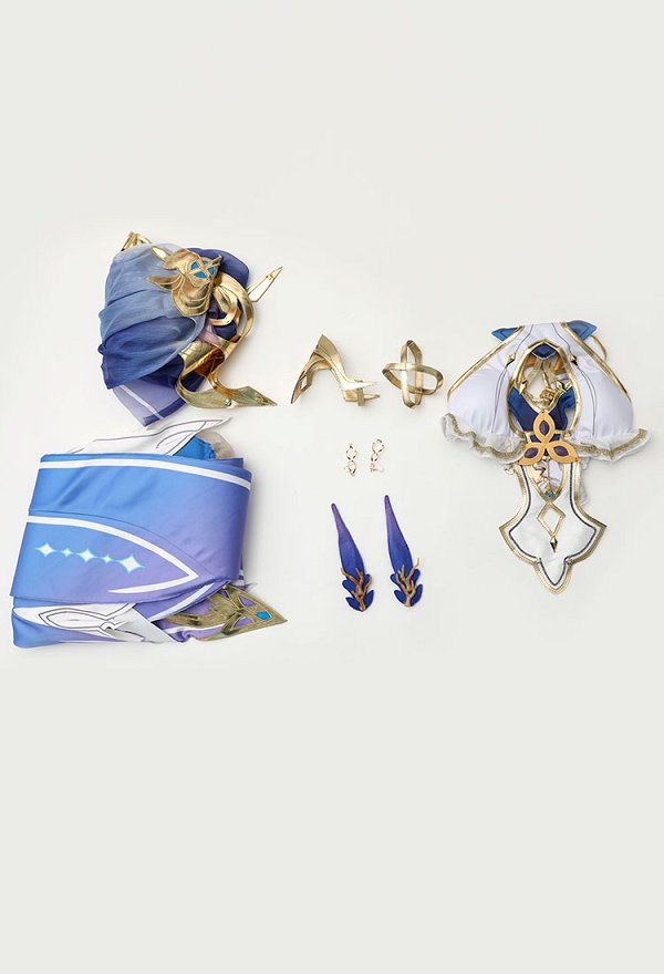 Honkai Impact 3 Mobius Cosplay Costume Halter Top and Skirt with Arm Ring and Head Accessory