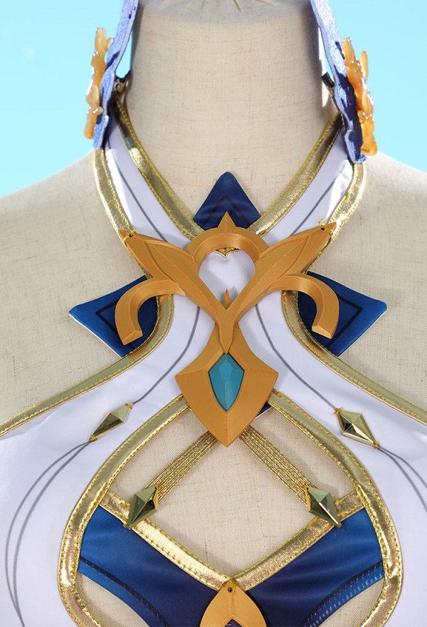 Honkai Impact 3 Mobius Cosplay Costume Halter Top and Skirt with Arm Ring and Head Accessory