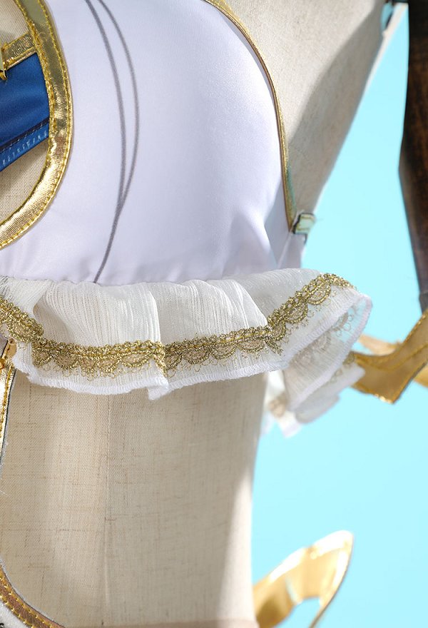 Honkai Impact 3 Mobius Cosplay Costume Halter Top and Skirt with Arm Ring and Head Accessory